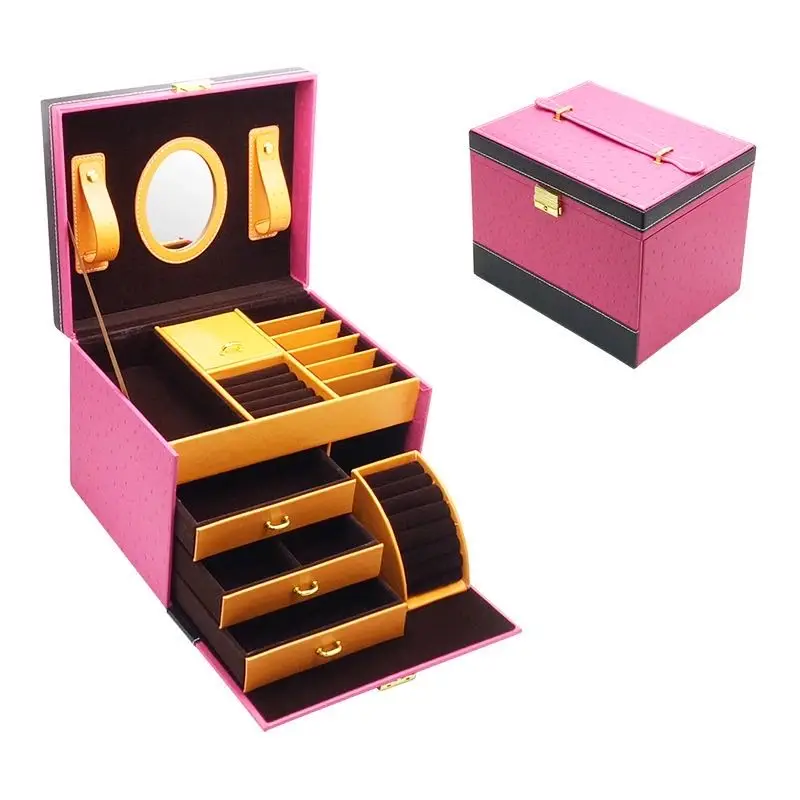 custom hand made Household trinket jewelry box leather jewelry drawer organizer box