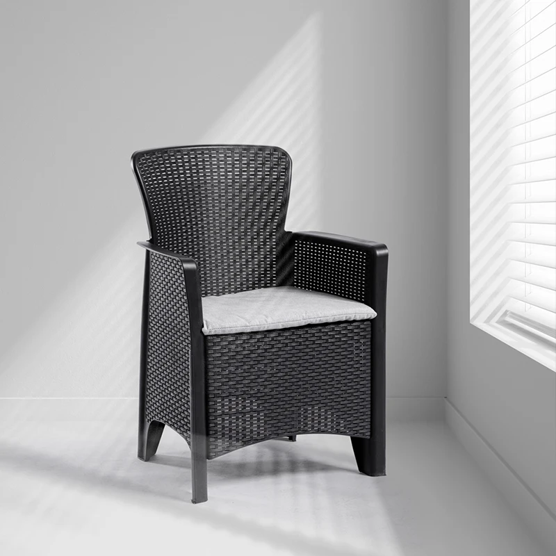 Outdoor furniture garden restaurant plastic rattan wicker chair foldable sofa chair with table