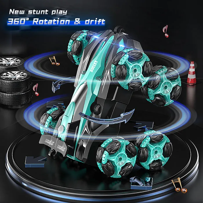 8 Wheel 2.4ghz Double Sided Dual Remote Control Car 4wd Deformation Climbing Racing Spray Drift 360 Stunt Rc Car Toy