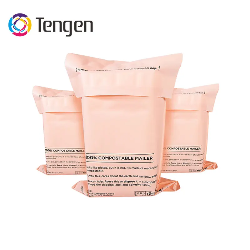 Custom Printed Eco-friendly Biodegradable Pink Courier Mailing Bag Waterproof Polymailer for Shipping