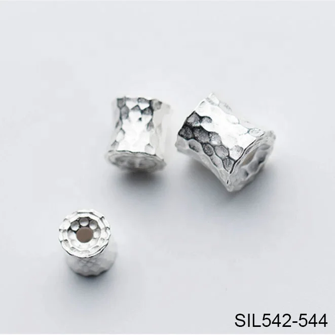 S925 Sterling Silver Hill Tribe Silver Faceted Drum Shape Bead SIL542 543 544