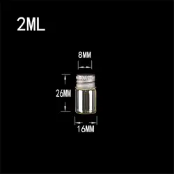 2ml Mini Glass Bottles Crafts Cute Bottles Aluminum Cover Empty Wishing Gift Bottles Jars Decorate