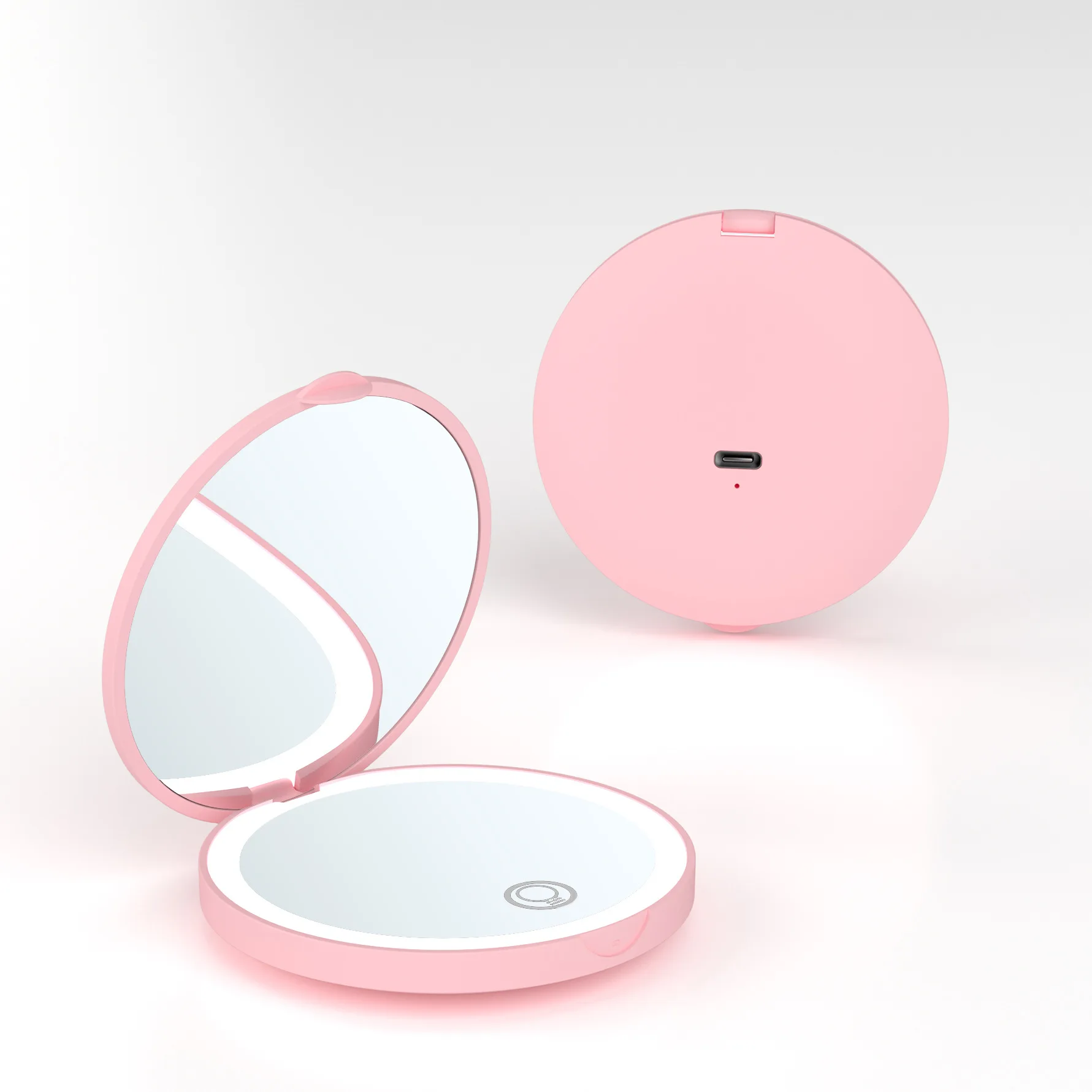 Portable Desktop Ladies Rectangle Table Folding Light Small Mirror With Magnification Rechargeable Portable Led Makeup Mirror