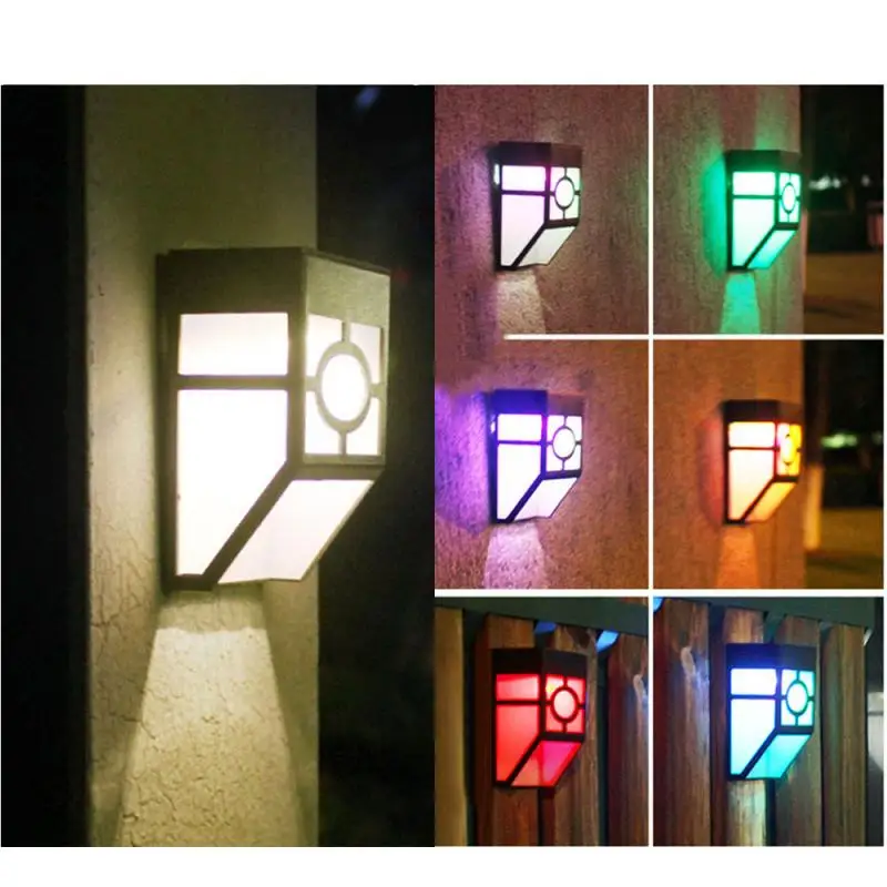 Automatic Solar Deck Lights 2 Modes Warm White/Color Changing Waterproof Solar Wall Lights Outdoor