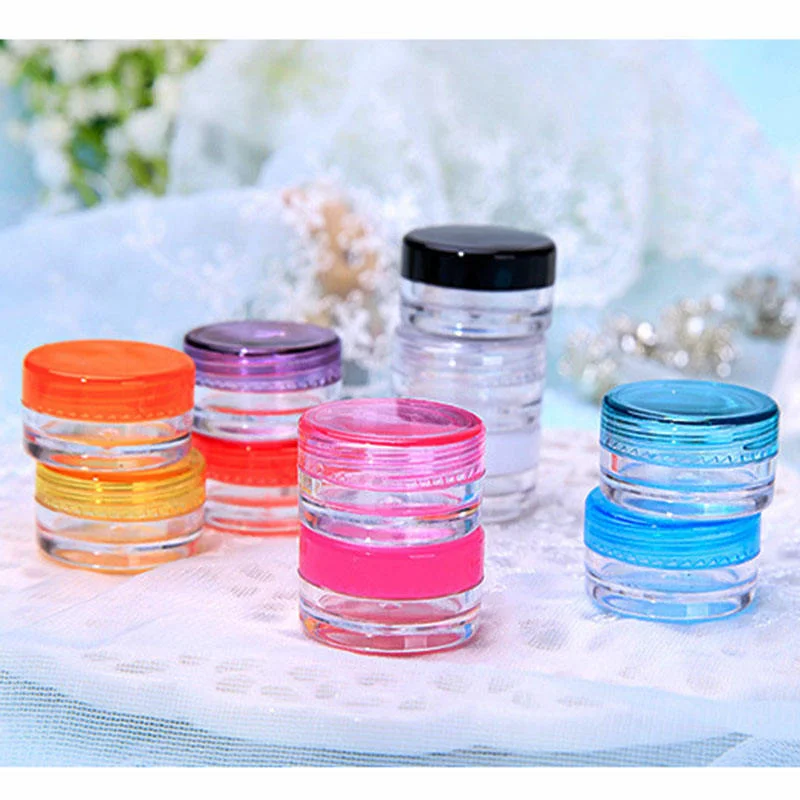 PS Plastic jar For Loose Powder 3g 5g Clear Cream Jar Plastic Pot Mini Transparent Cosmetic Sample Container With Lid