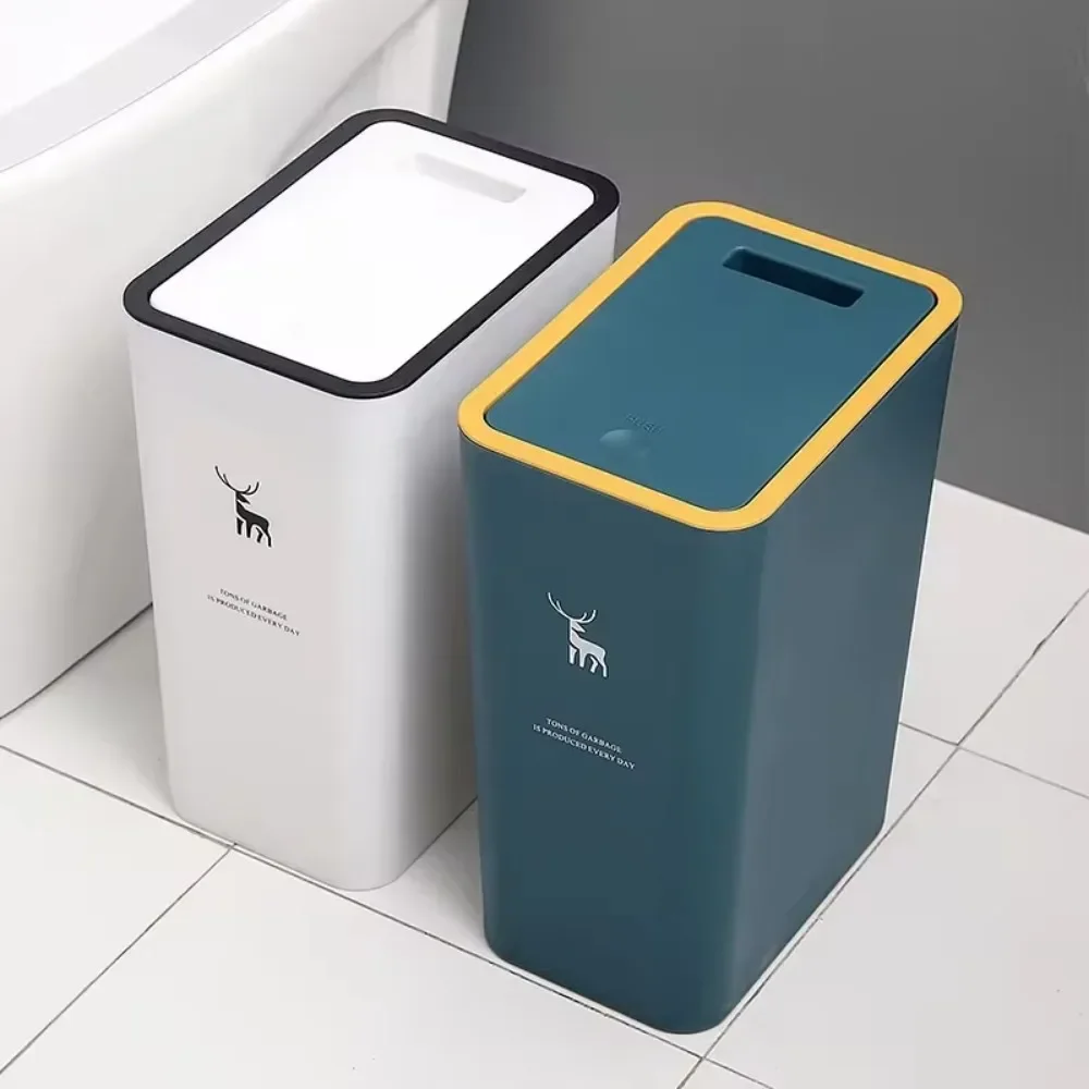 Bathroom trash can Household press living room Kitchen toilet Bathroom Garbage can with lid