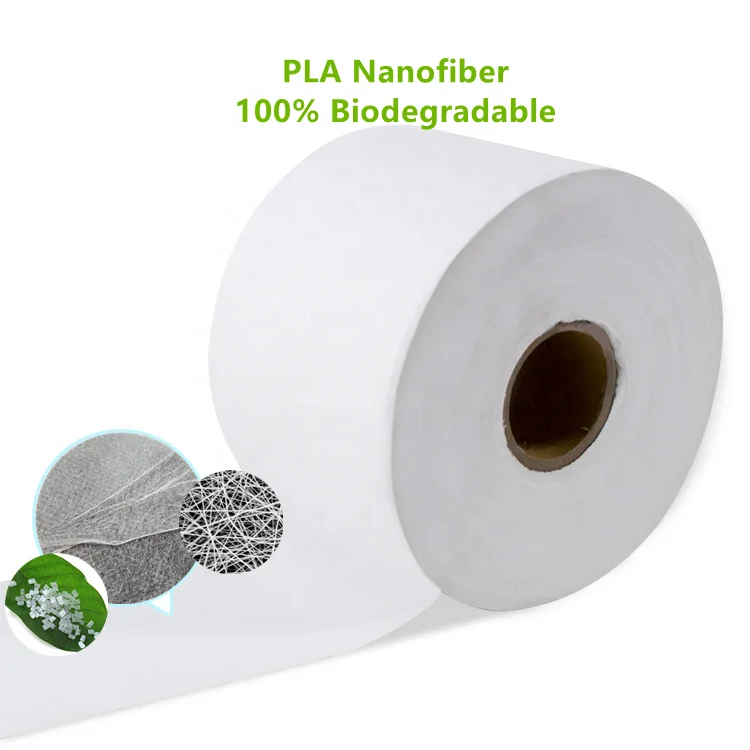 Fully biodegradable PLA nano fiber filter for FFP2 facemask  PLA meltblown eco-friendly materials PLA facemask