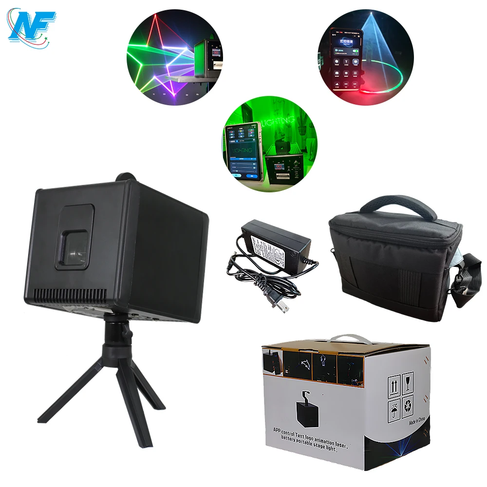 APP Mobile Control 2W RGB Animation Laser Light Battery Power DMX Laser Stage Light
