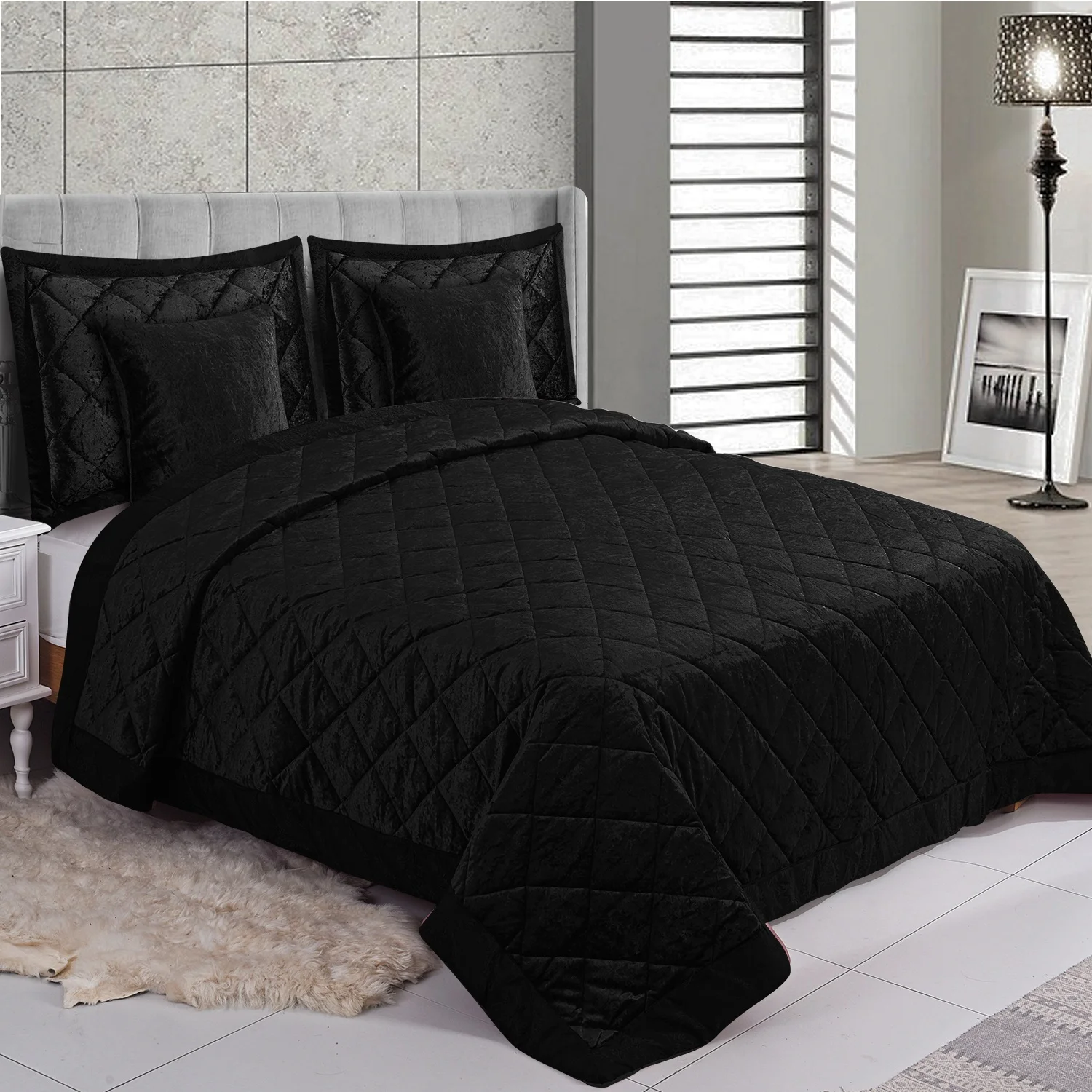 Luxury 3 Piece Comfortable Suit Warm Bedding Set Velvet Bed Spread Comforter Set