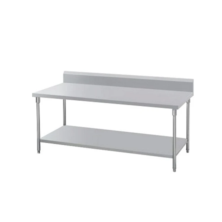 Heavy Duty Stainless Steel Kitchen Worktable with Backsplash