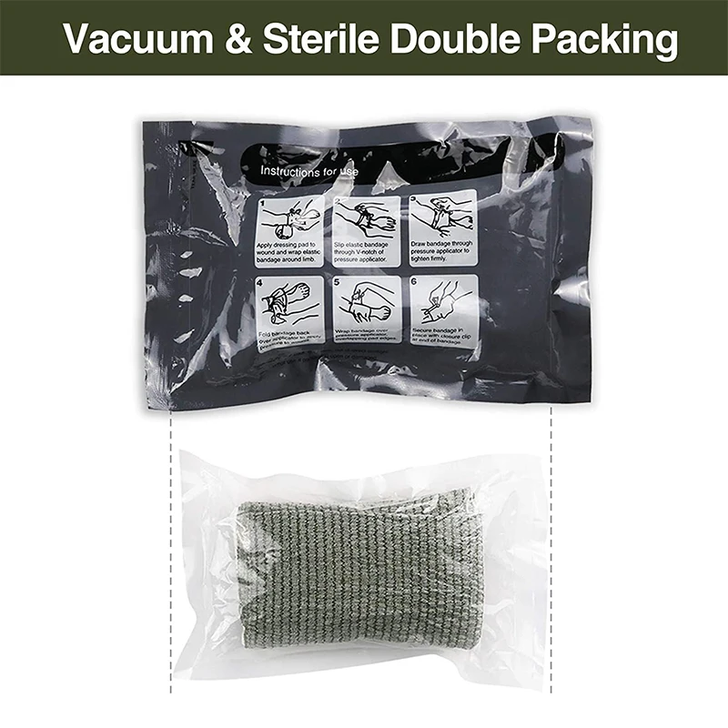 Tactical First Aid Trauma Wound Dressing Hemostatic Israeli Emergency Compression Bandage 6 Inch