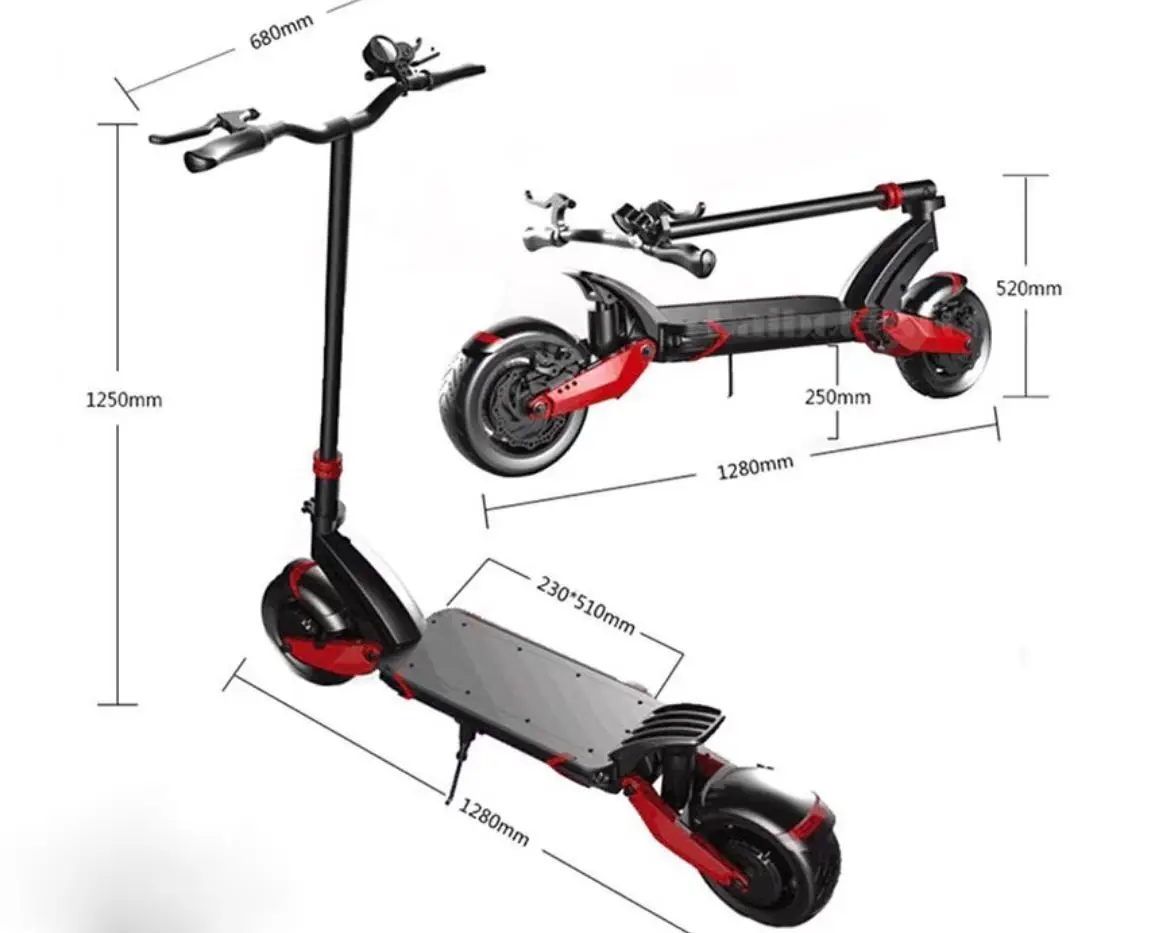 Warehoures Dual Motor Off Road 60v23ah Super Fast Electric Scooter 2000W 10 Inch Similar to Mantis ZERO 10X Electronic Unisex