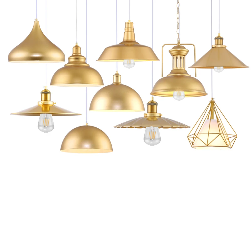 Loft vintage industrial golden chandelier personality cloth store window bar decorative lamp restaurant lobby pendant lights