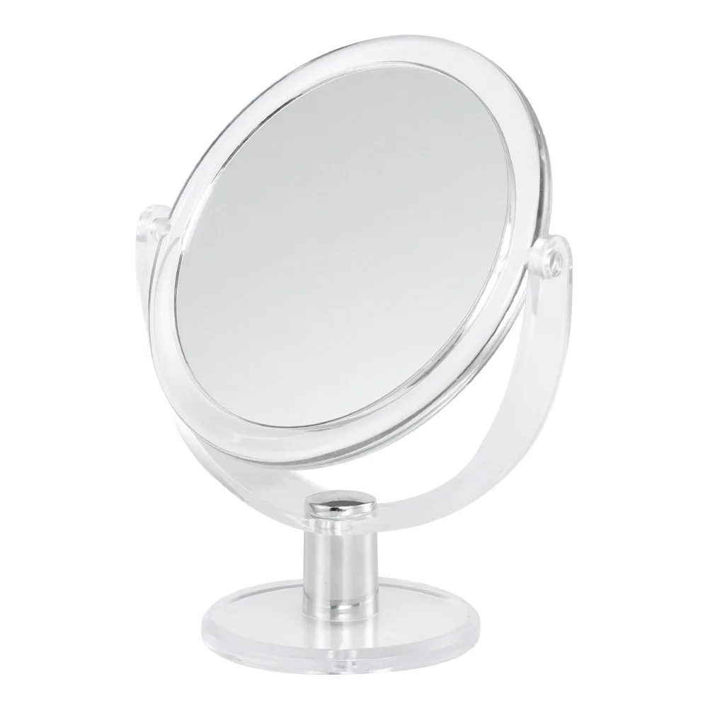 2024 Transparent Acrylic Frame Double Sides Table Stand Mirror Desktop Round Shape Mirror magnifying