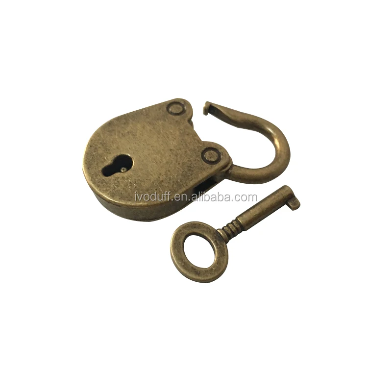 metal round padlock Factory Supply Old Vintage Antique Brass Padlock Lock With Key