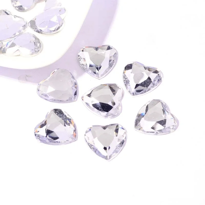 heart love shape 14MM  16MM  18MM  20MM  25MM no glue flat back acrylic rhinestones beads