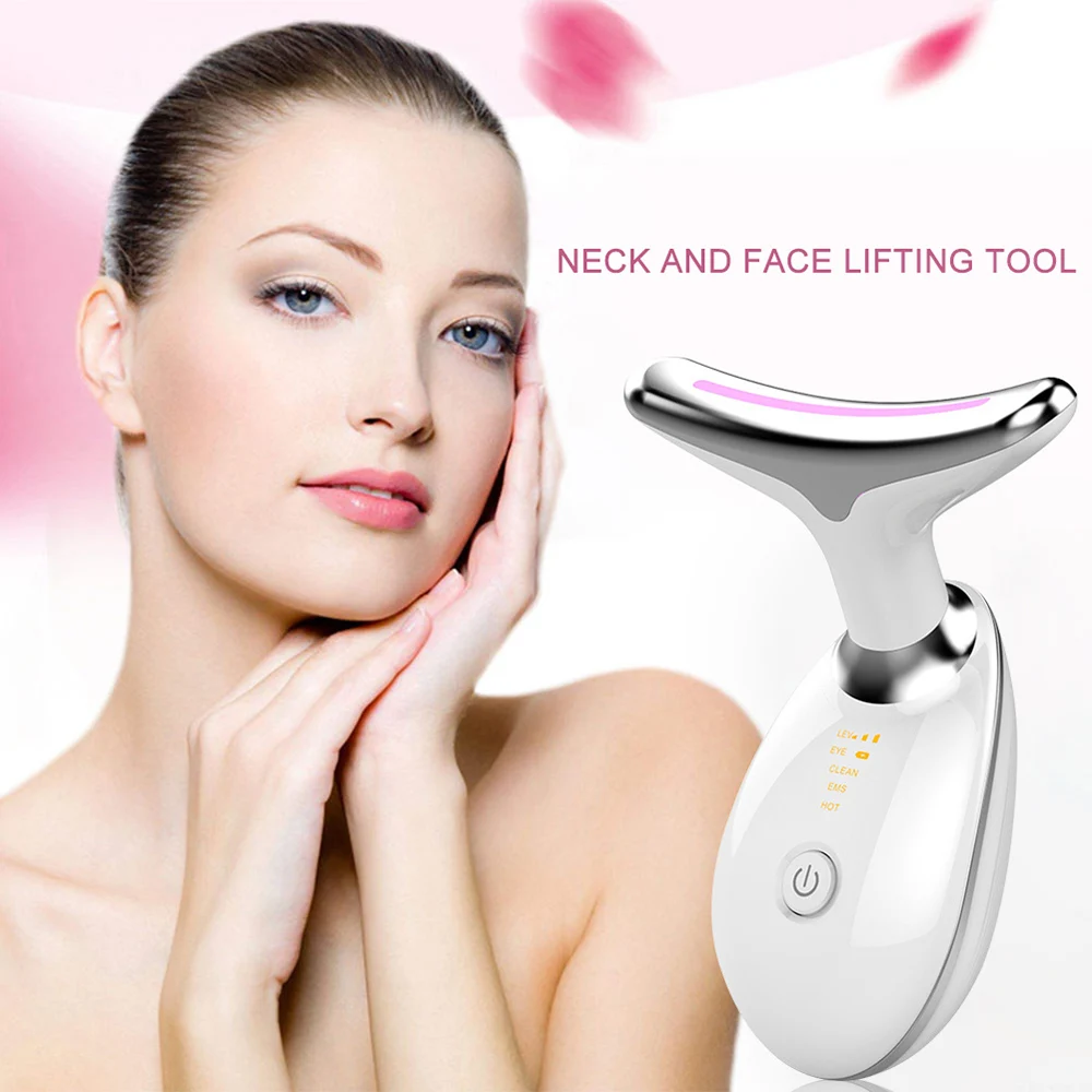 
2021 EMS LED Photon Therapy Neck Massager Face Lifting Winkle Remover Device Skin Rejuvenation 