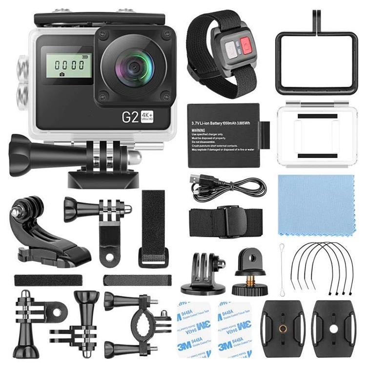  Оптовая продажа 4k Full HD 60fps Черный Спортивная камера 2 дюймов сенсорный экран 128 г ЖК-дисплей с водонепроницаемым чехлом и возможностью погружения на глубину до 30 м Экшн-камера удобная для использования в экстремальных видах