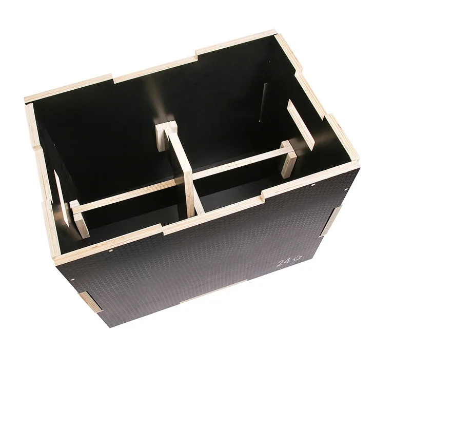 Black wooden jumping box with non-slip grain waterproof fitness jumping training wooden bench