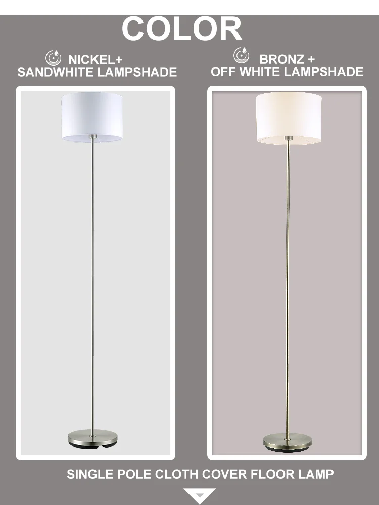 Chinese Wholesale Contemporary White Fabric E27 Halogen Bulbs Design Residential Modern Metal Floor Lamp