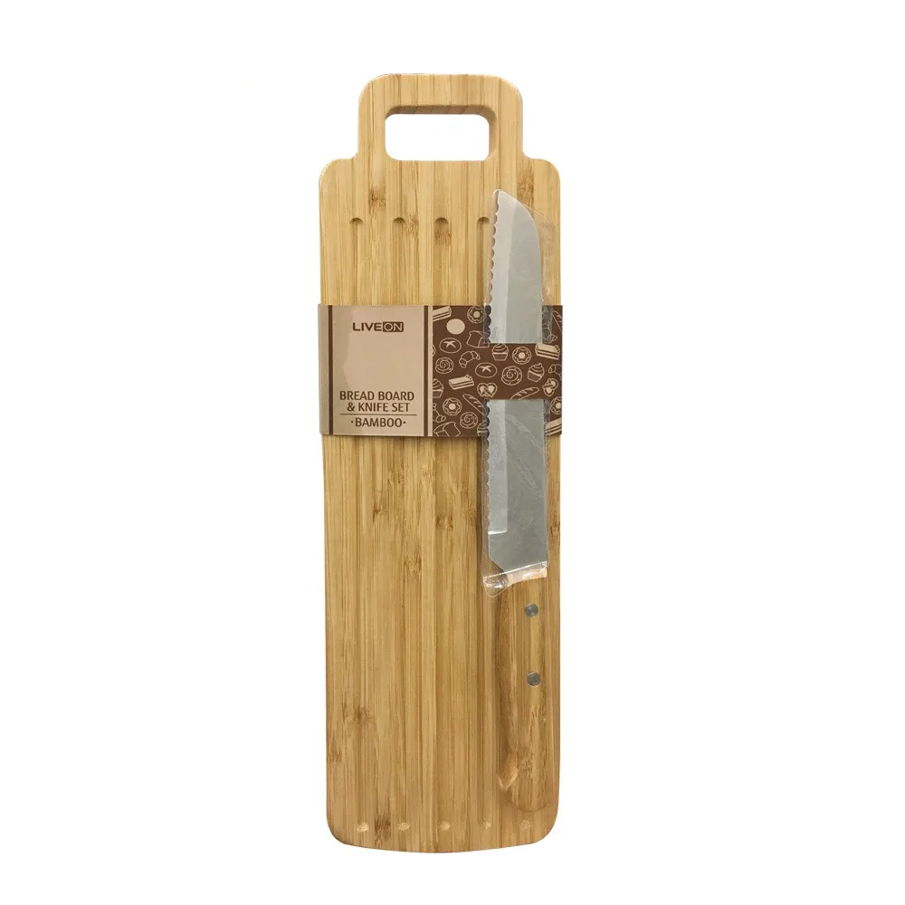 Bamboo Bread Cutting Board With Knife
