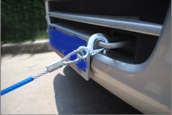 Car Emergency Towing Steel Wire Rope Tow Cable With Metal Hooks