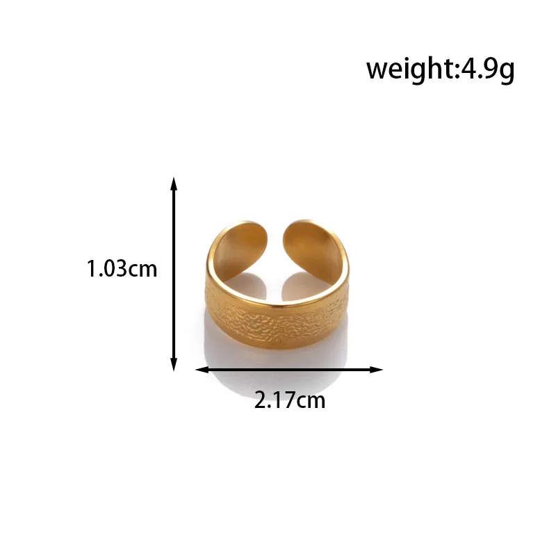 Chunky Dubai Gold Waterproof Wide Band Engraved Open Adjustable Ring 18K Gold Plated Punk Ring For Women Men