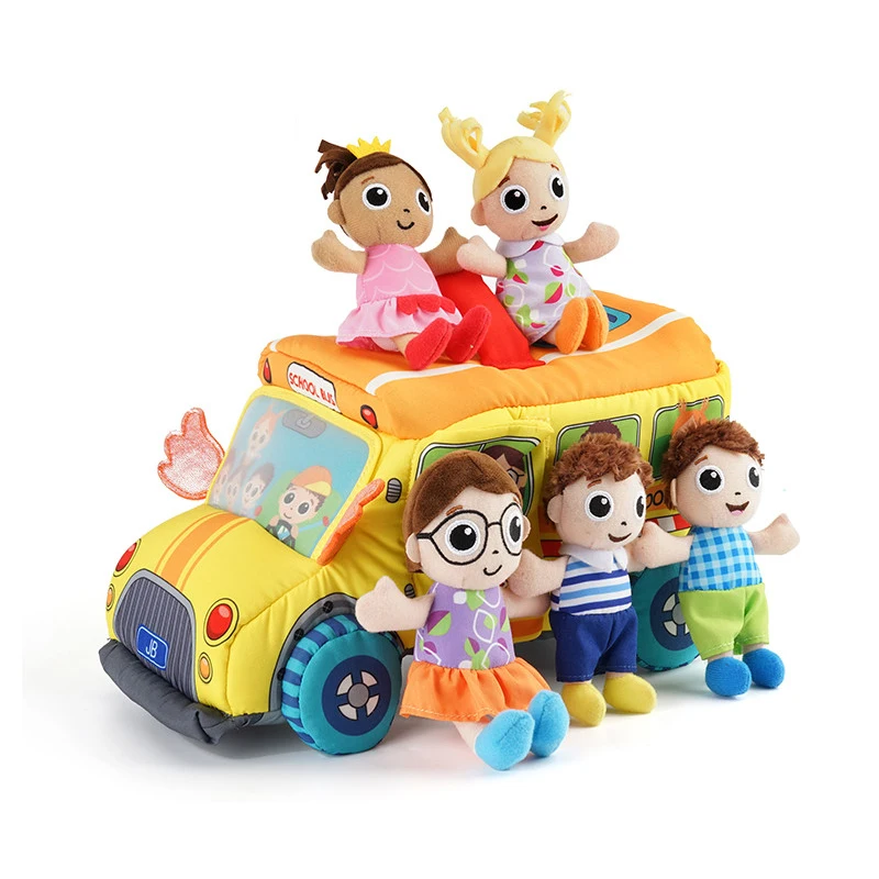 OEM Baby Fun Toy Learning School Bus Plush Toys Car Toys for Kids Studying