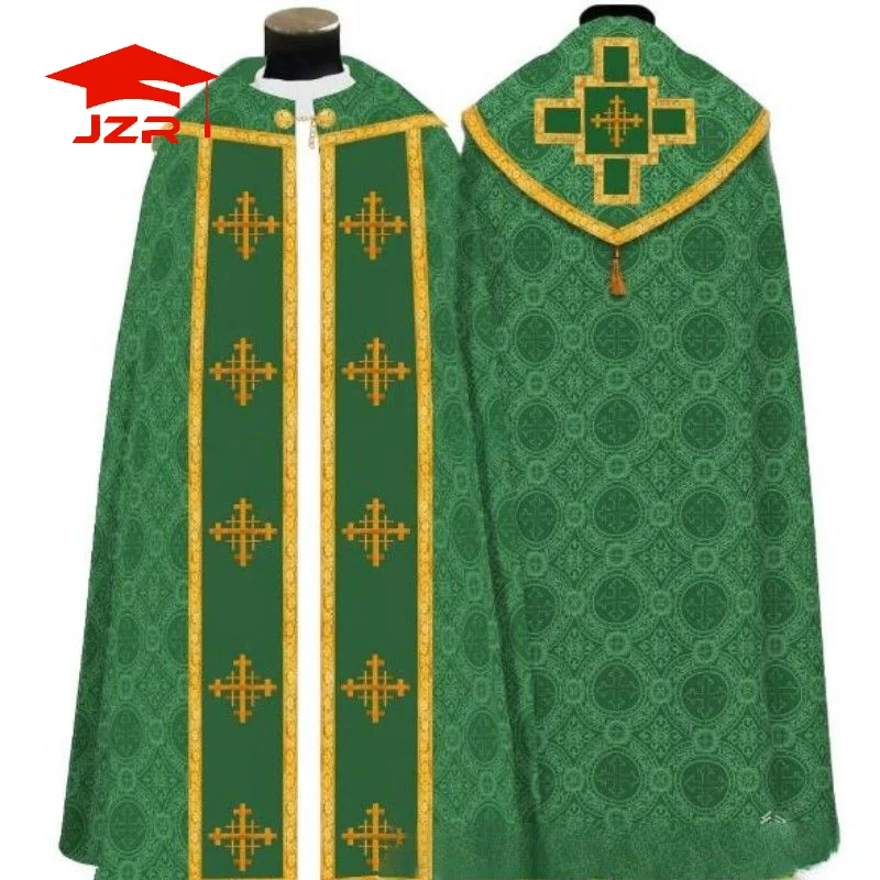 JZR unisex Church Catholic Vestments Cape Cloak Priest Celebrant Chasuble Mass Vestments Robe Ecoparty
