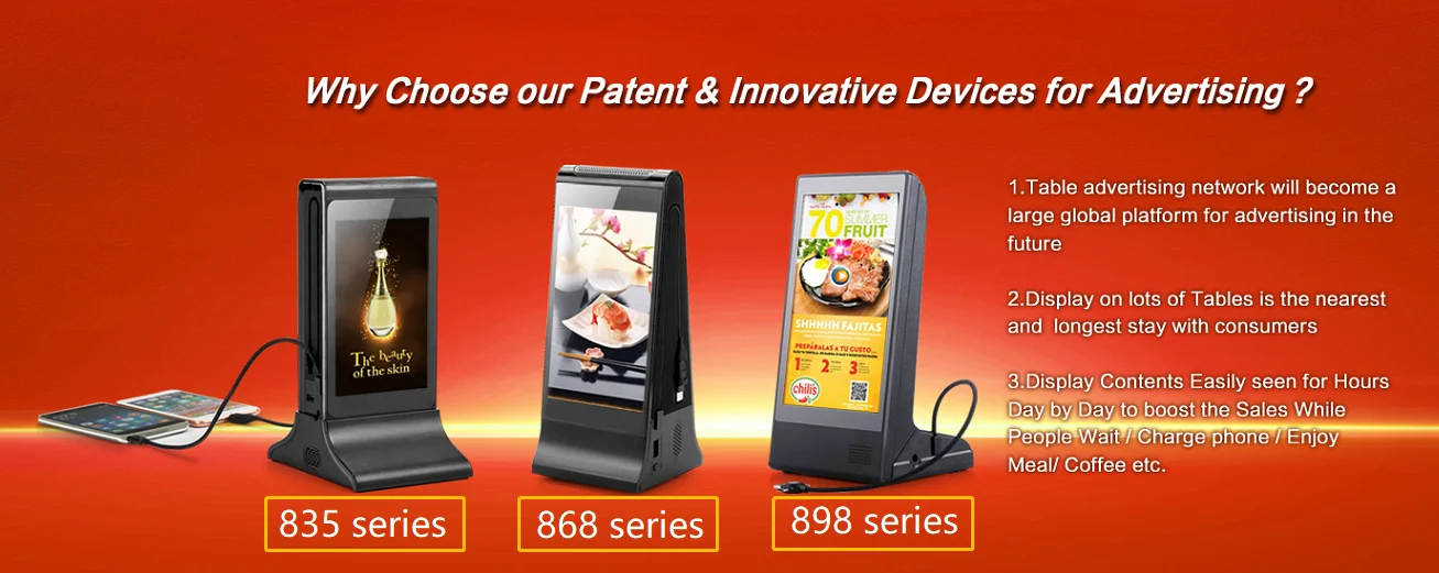 20000 мАч меню power bank Кафе Ресторан Бар зарядная станция 7 дюймов рекламное табло с ЖК-дисплеем для мобильного телефона зарядное устройство