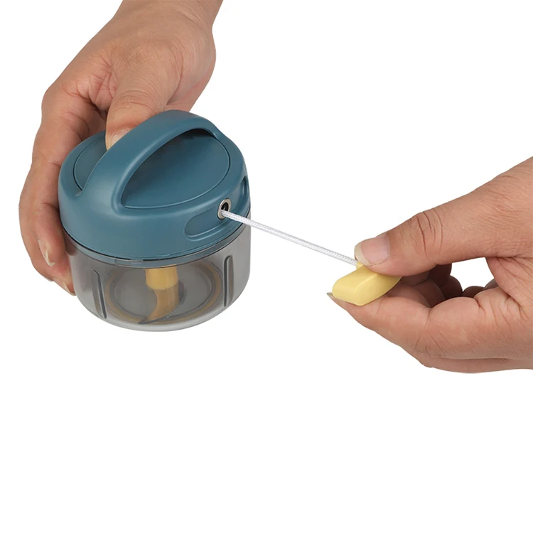
Easy Pull Onion Chopper Pro Plastic Manual 3 Blade Chopper Garlic Peeler Machine 