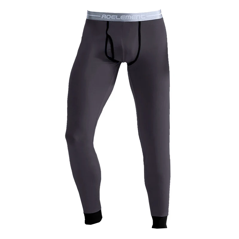 Wholesale thermal underwear slim Pant leggings fashion trend fit trousers men solid color warm for heated men long john pants