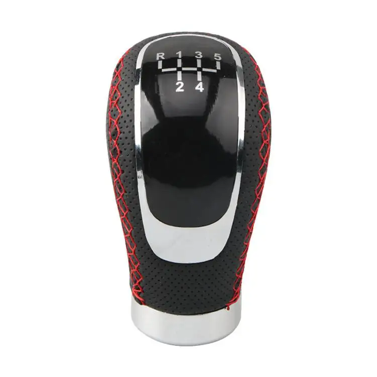 Universal Car Accessories Shift Knob Head 5 Speed Manual Shifter Lever Stick Red Black Stitch PU Leather