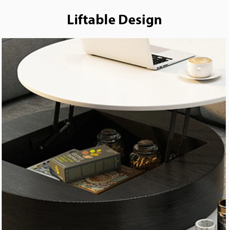 foldable lift top designer decor nesting living room furniture white gold round modern marble luxury coffee table