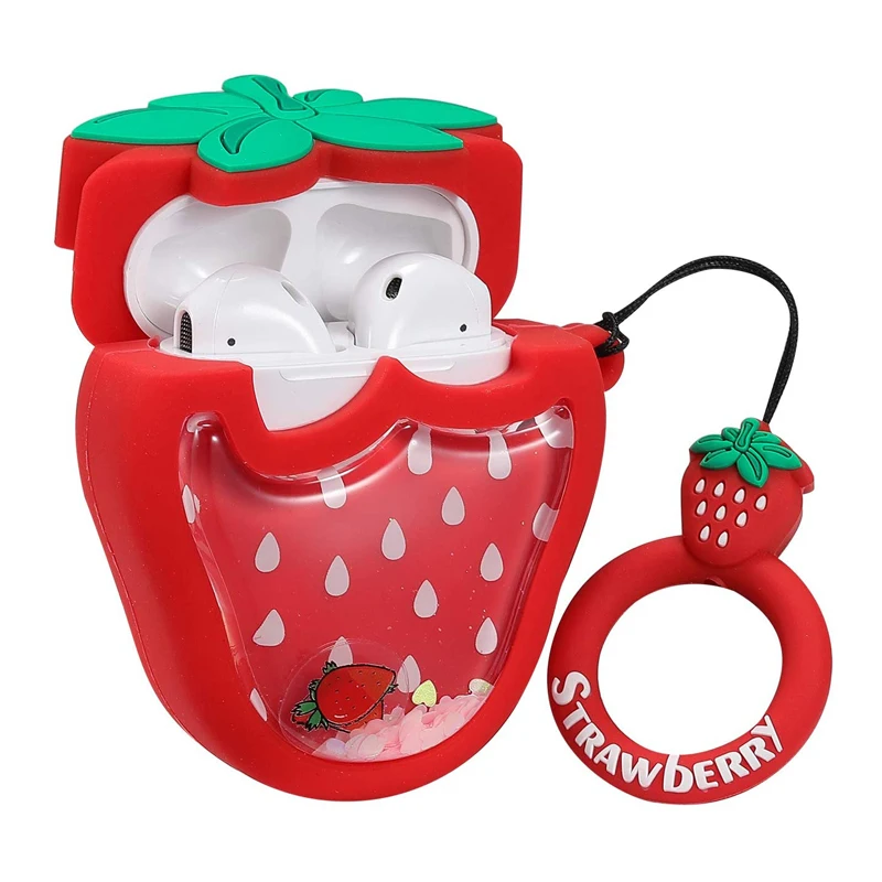 Wholesale Quicksand Design Strawberry Bling Protective Case For Apple Airpods 1 2  Pro