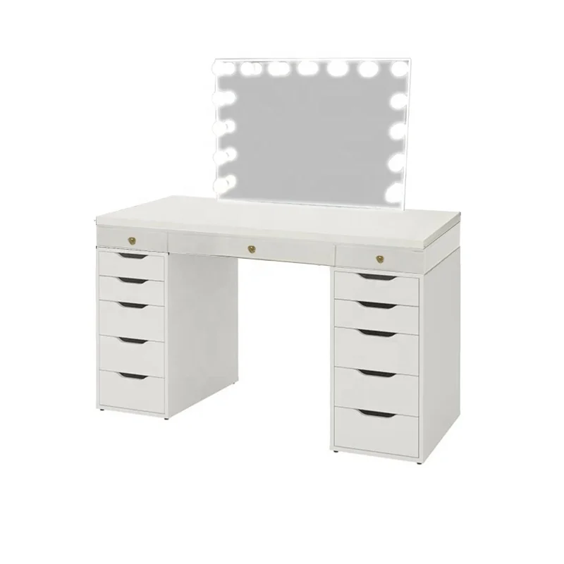 
2020 New Arrival White color Corner hollywoodWomen vanity makeup dresser table with mirror wholesale 