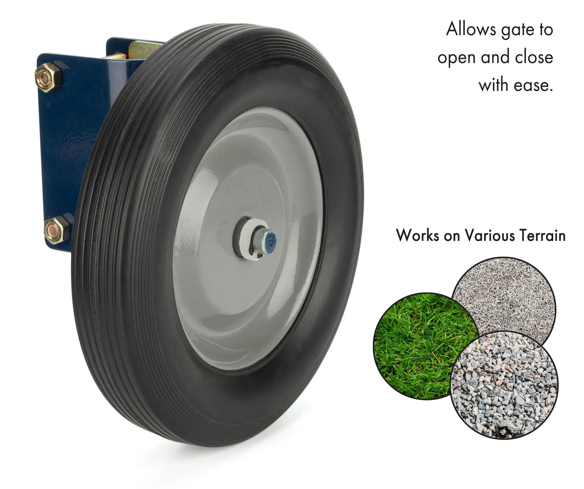 HILLMASTER  Heavy Duty steel Gate Helper Support Wheel Side Mount for Swing Gate Metal Tube Fence Chain link gate