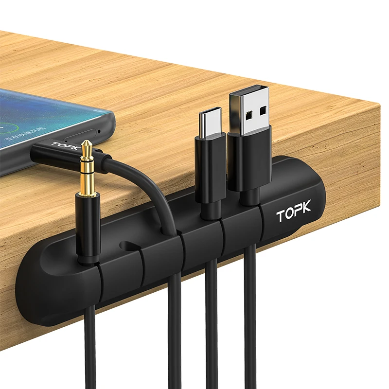  TOPK L16/L35 силиконовый Кабельный органайзер зажим Настольный usb-кабель зажимы для намотки аккуратный держатель