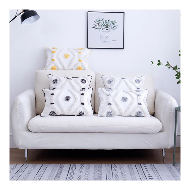 Innernor Decorative Throw Pillow Cover Tribal Boho Woven Tufted Lumbar Pillowcase Soft Cushion Case for Sofa Couch Bedroom