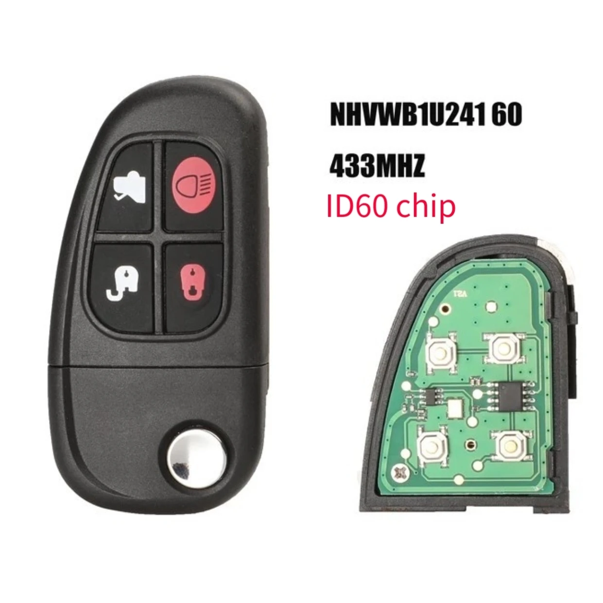 4 Buttons Remote Key Control Flip Car Key 2002-2008 433MHZ 4D60 Chip For Jaguar X-Type S-Type 1999-2009 XJ XJR