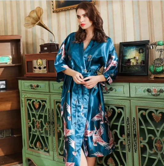 Accappatoio Poncho Adulti Night Wear New Style Summer Sexy Satin Robe Sets Short Sleeve Above Knee Dress Nightgown Pajamas