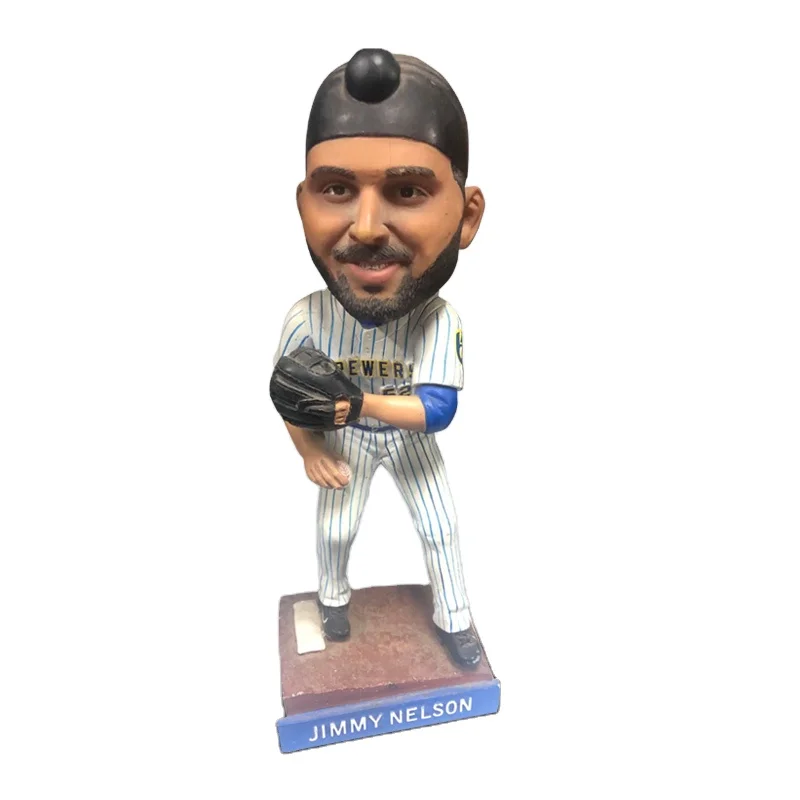 resin baseball player sculpture custom logo bobblehead toys life size bobble head
