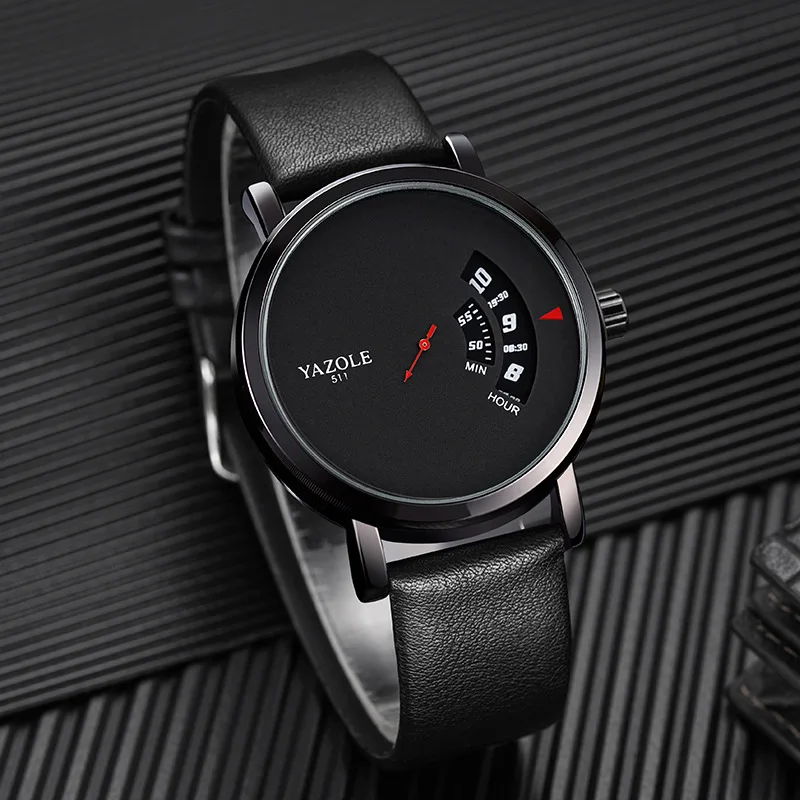 YAZOLE New Trendy Casual Wrist Watches for Men with Leather Strap Fashion Sport Clock Funny Quartz Watch Newest Wristwatch reloj