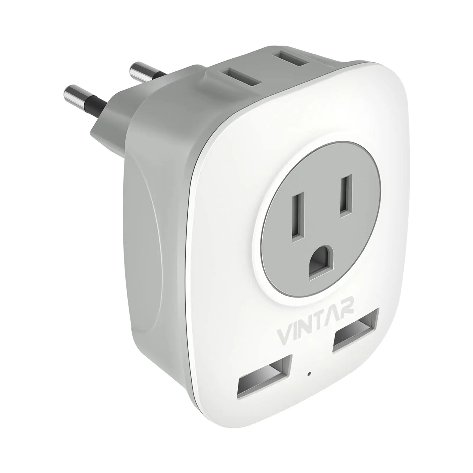 VINTAR Travel Power Adapter Plug Socket US to European Travel Adapters with 2 USB Ports
