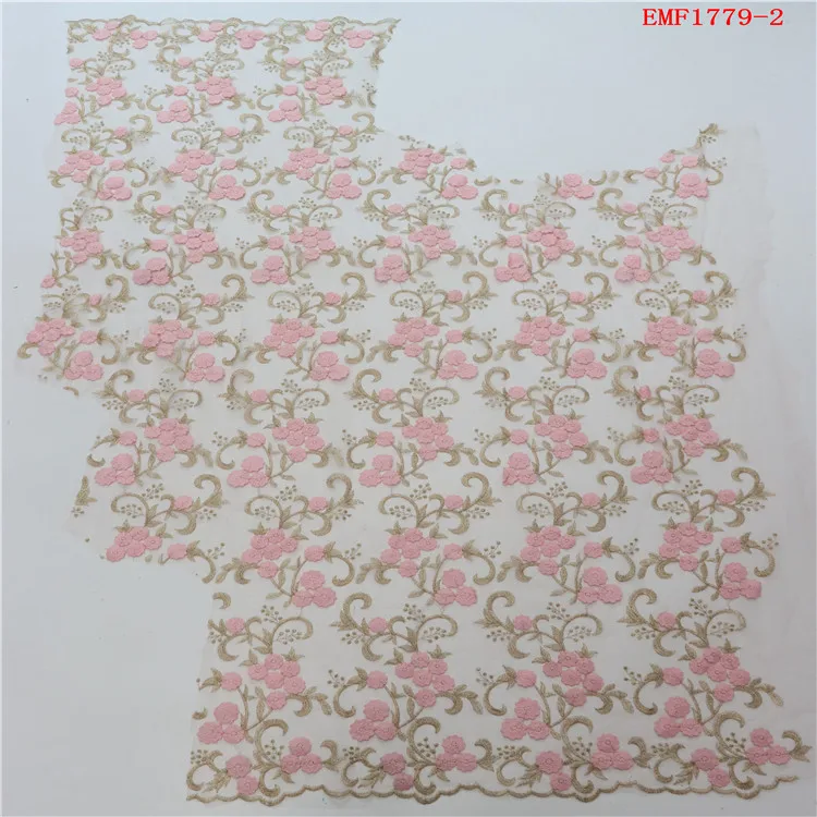 handmade fabric flowers lace fabric embroidery elegant 3d Floral Embroidered french tulle lace fabric for party evening dress