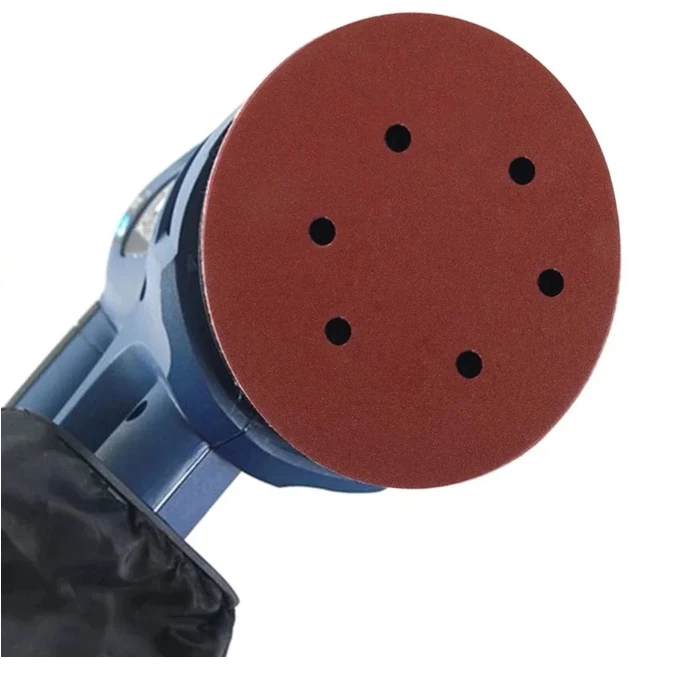 9 Inch 225mm 6Holes Aluminum Oxide Hook and Loop Red Flocking Sandpaper Sanding Discs for Polishing Grinding