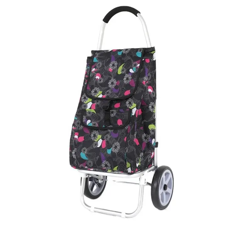 Custom design fashion foldable trolley shopping bag with wheel detachable shopping trolley bag cart for traveling