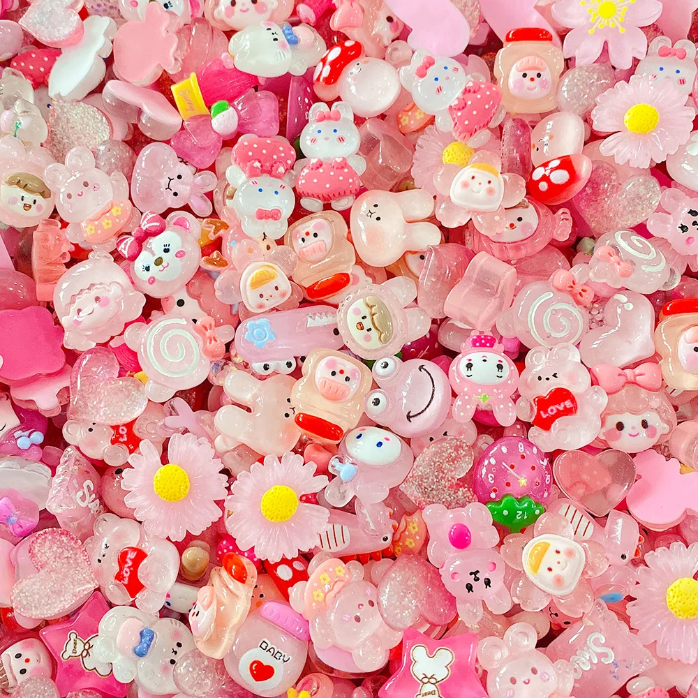 2024 new products Popular Kawaii DIY Flat Back Resin Charm Mixed Style Bulk Resin cartoon transparent color mixed DIY cream