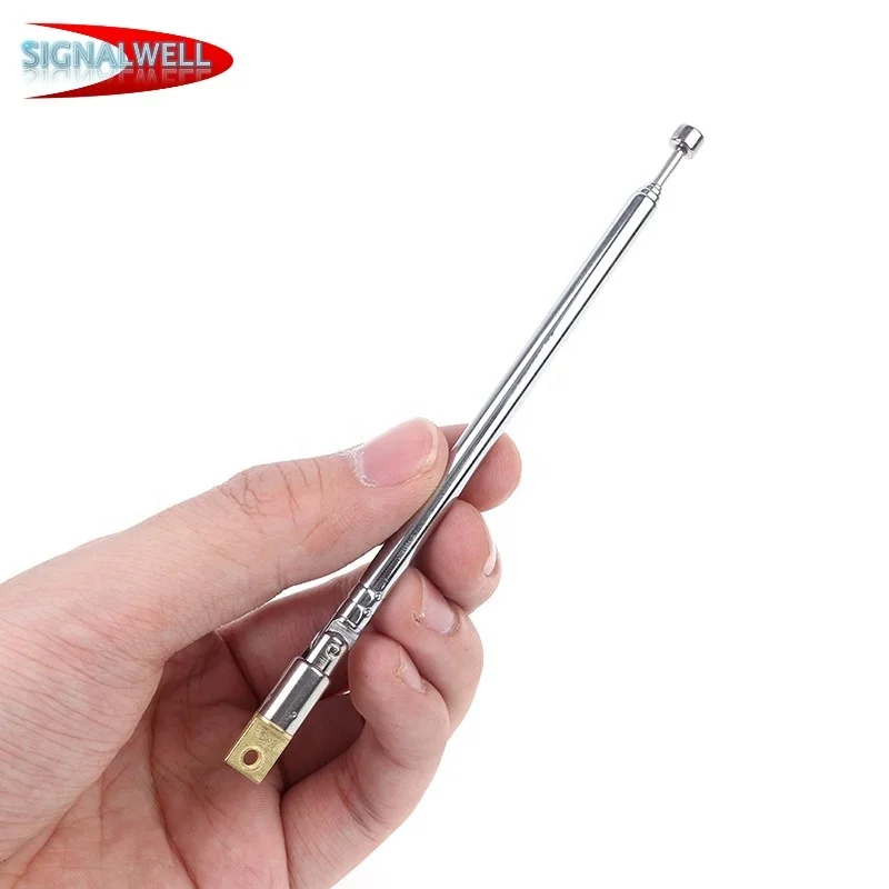1Pc 37cm 5 Section Stainless Electric Steel AM FM Radio Universal Antenna Telescopic
