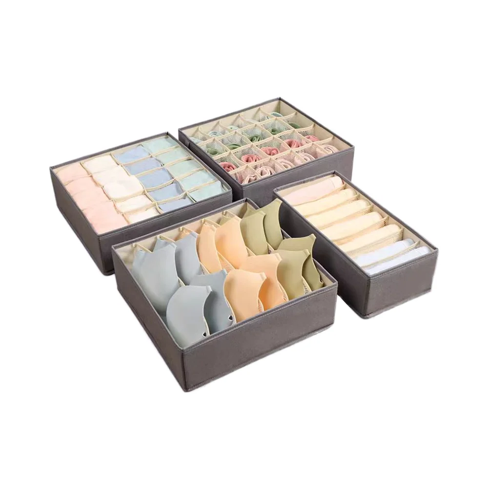 20 plaid sock and tie storage boxes Foldable storage boxes Wardrobe drawers Organizer mesh lined breathable visual storage boxes